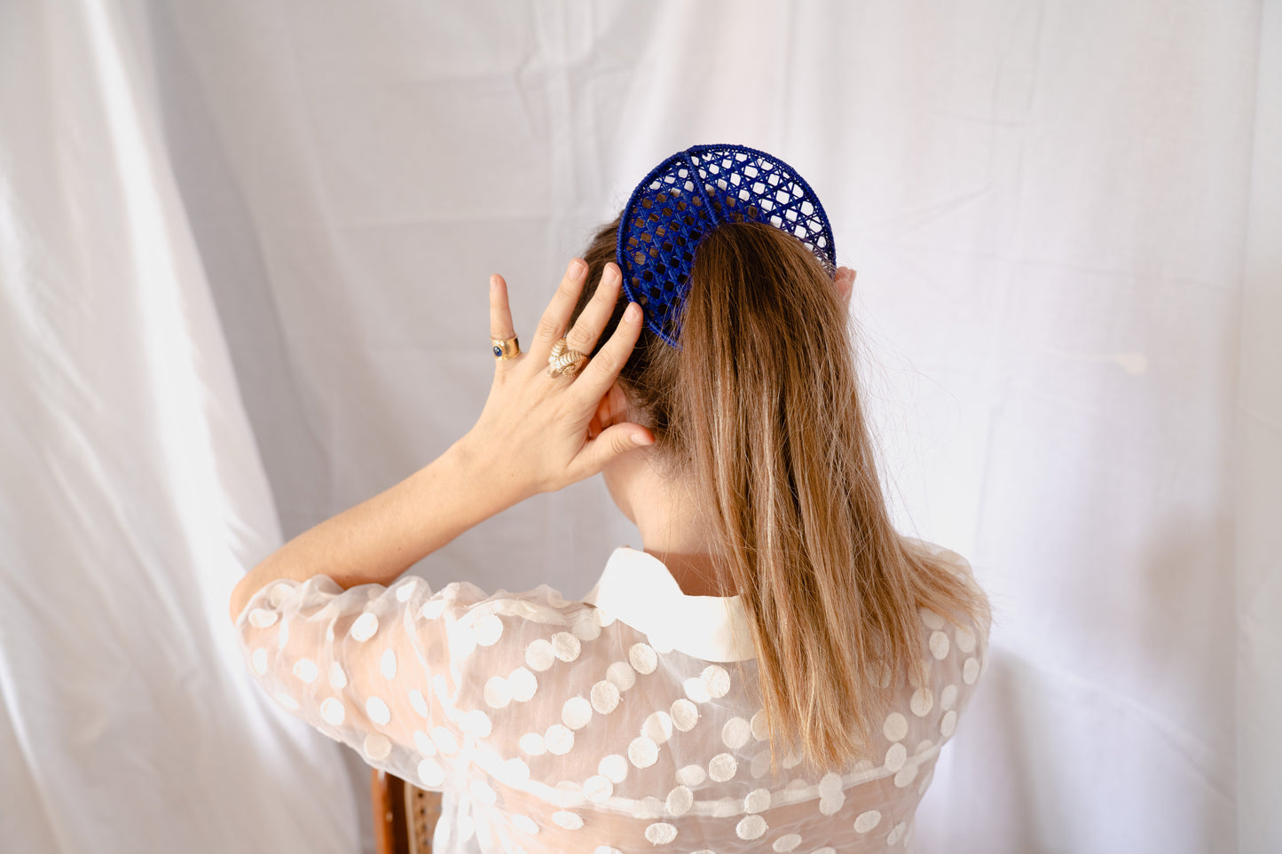 Dark blue mesh cane scrunchie