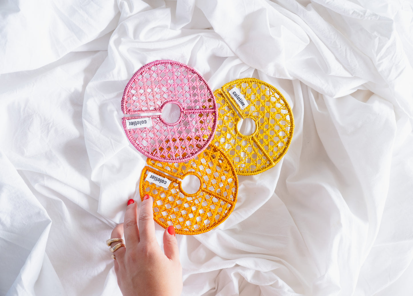 Orange mesh cane scrunchie