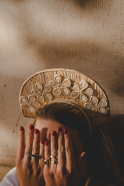 Wicker flowered hair band